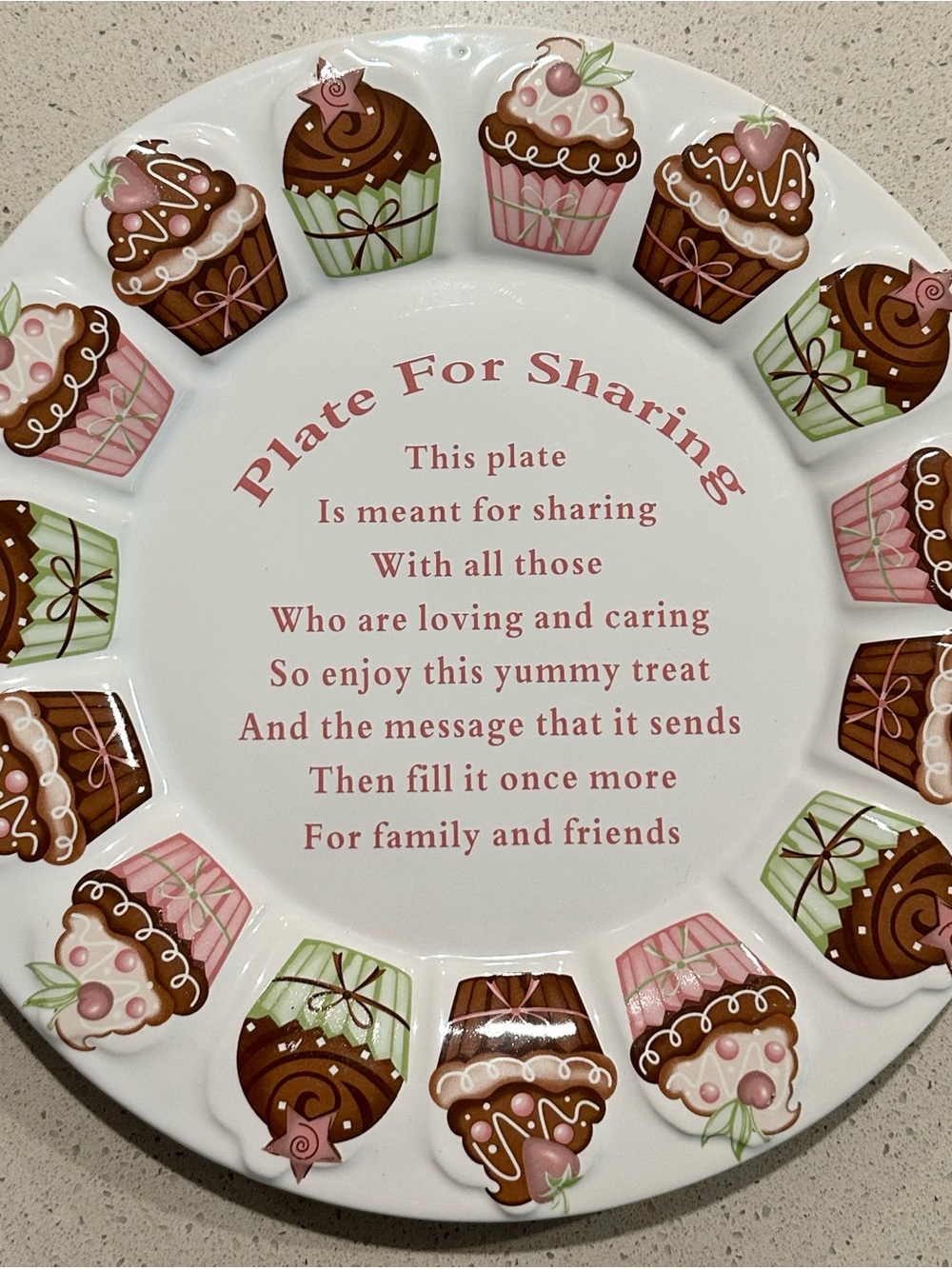 Cupcake Sharing Plate - Pink & Brown Decorative Ceramic